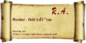 Roder Adriána névjegykártya